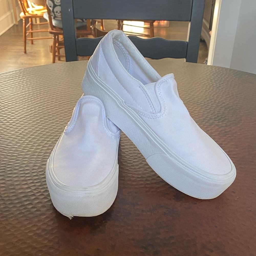 Vans Platform White Slip-On Sneakers